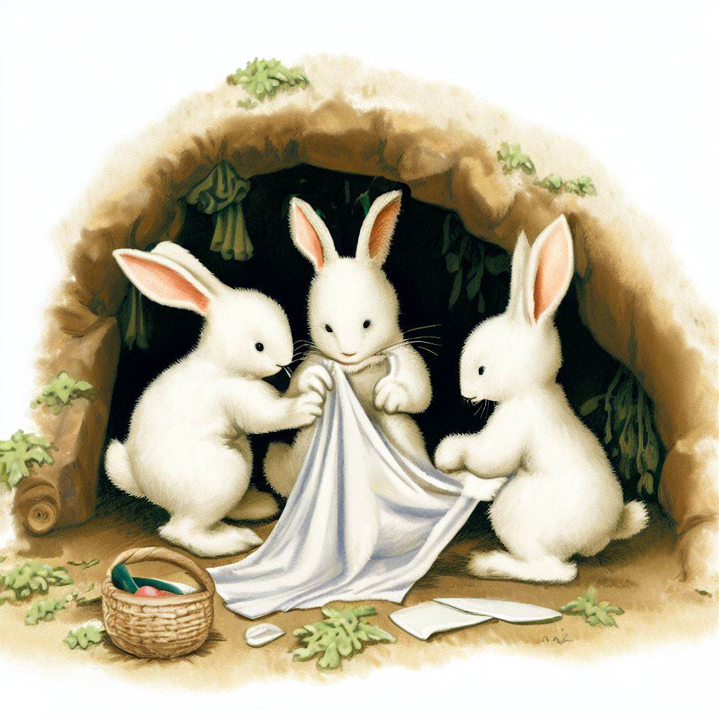 Little Bunny Clothing Story - bunnies making clothes in the burrow