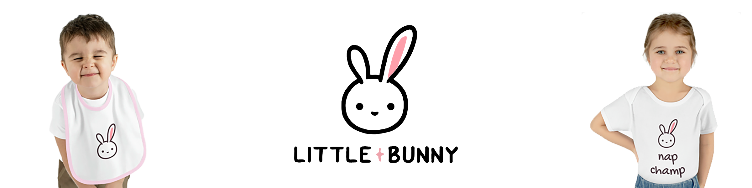 Little Bunny Clothing Story - boy and girl with the cute Little Bunny logo